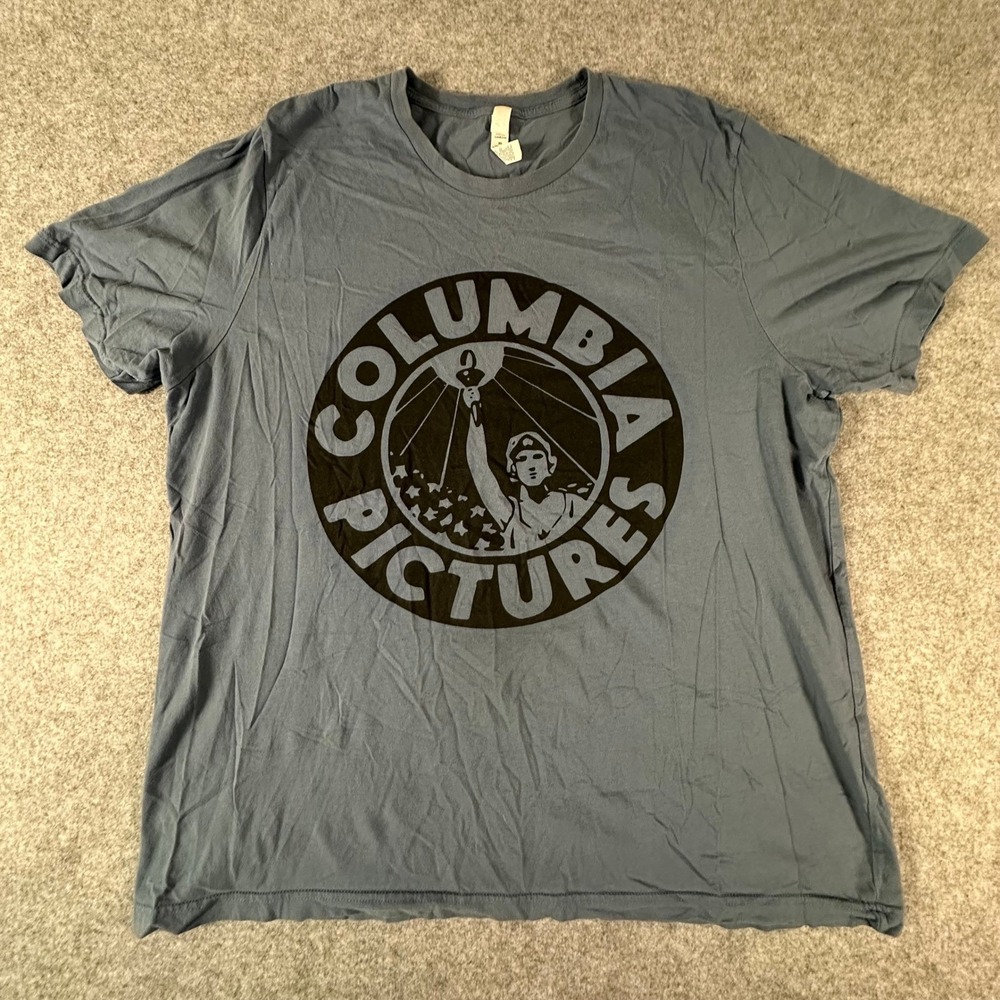 Columbia Pictures T Shirt Mens 2XL Blue Canvas Movie Studio Logo Hollywood